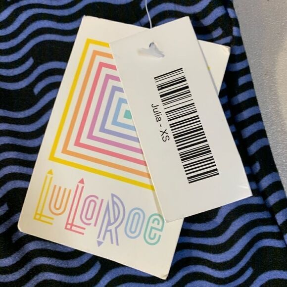 $5 item/ NWT LULAROE Julia BLUE/black fitted dress - Picture 7 of 10